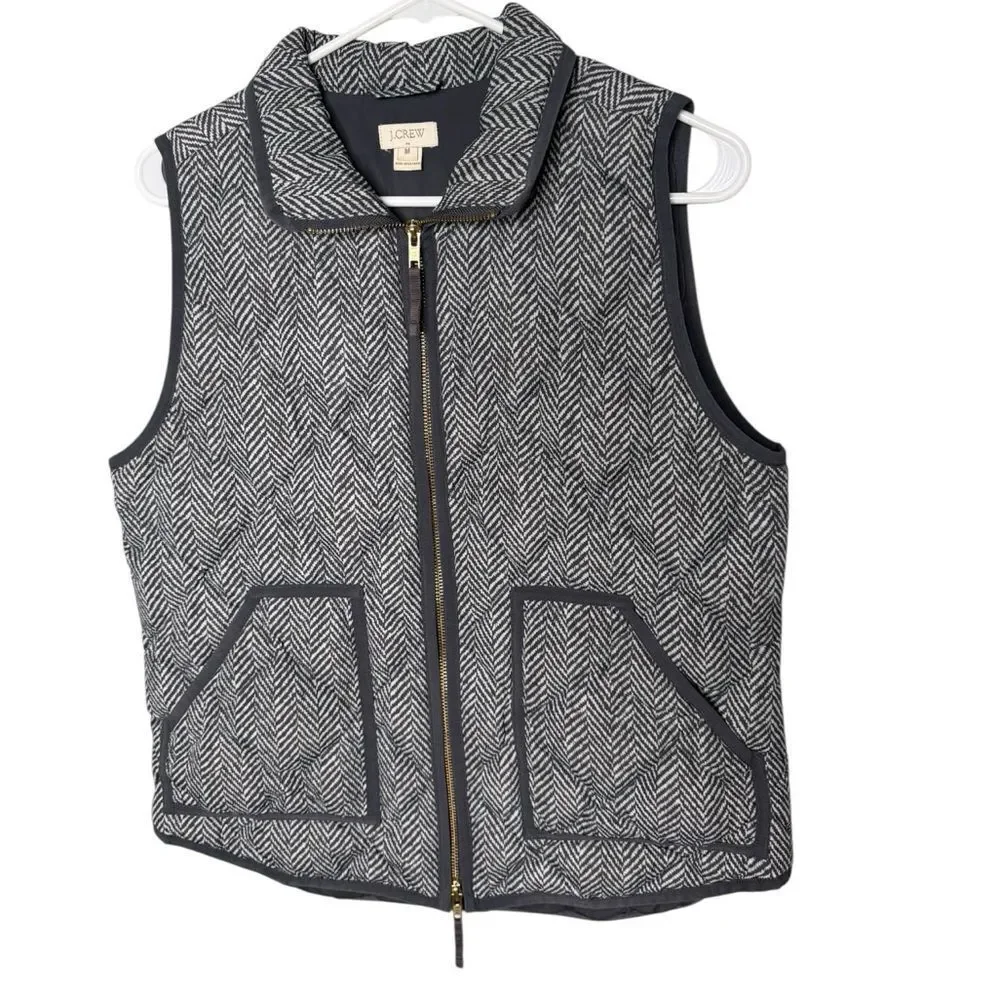 J. Crew Herringbone Excursion Quilted Down Vest Medium